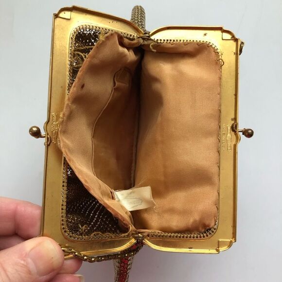 Whiting & Davis Vintage Mesh Bag Purse Gold Metal Mesh & Chain Cocktail Holiday - Picture 9 of 9